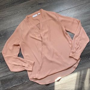 Pale pink wrap flowy blouse